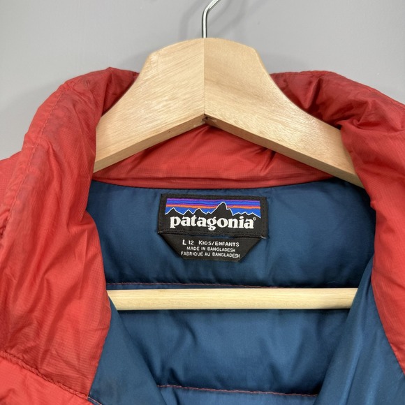 Patagonia Jacket Boys Large 12 Red Down Puffer Insulated Lightweight Hoodless - Picture 3 of 8